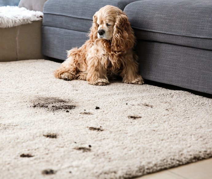 Dogs dirty footprints on rug | Nemeth Family Interiors